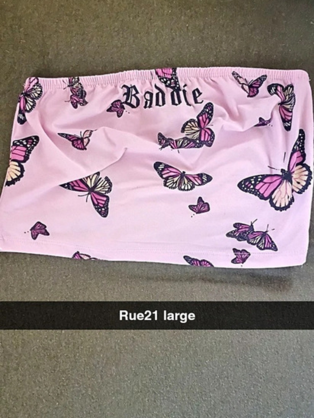 rue21 Pink Butterfly Graphic Tube Top Size L Y2K Baddie Style